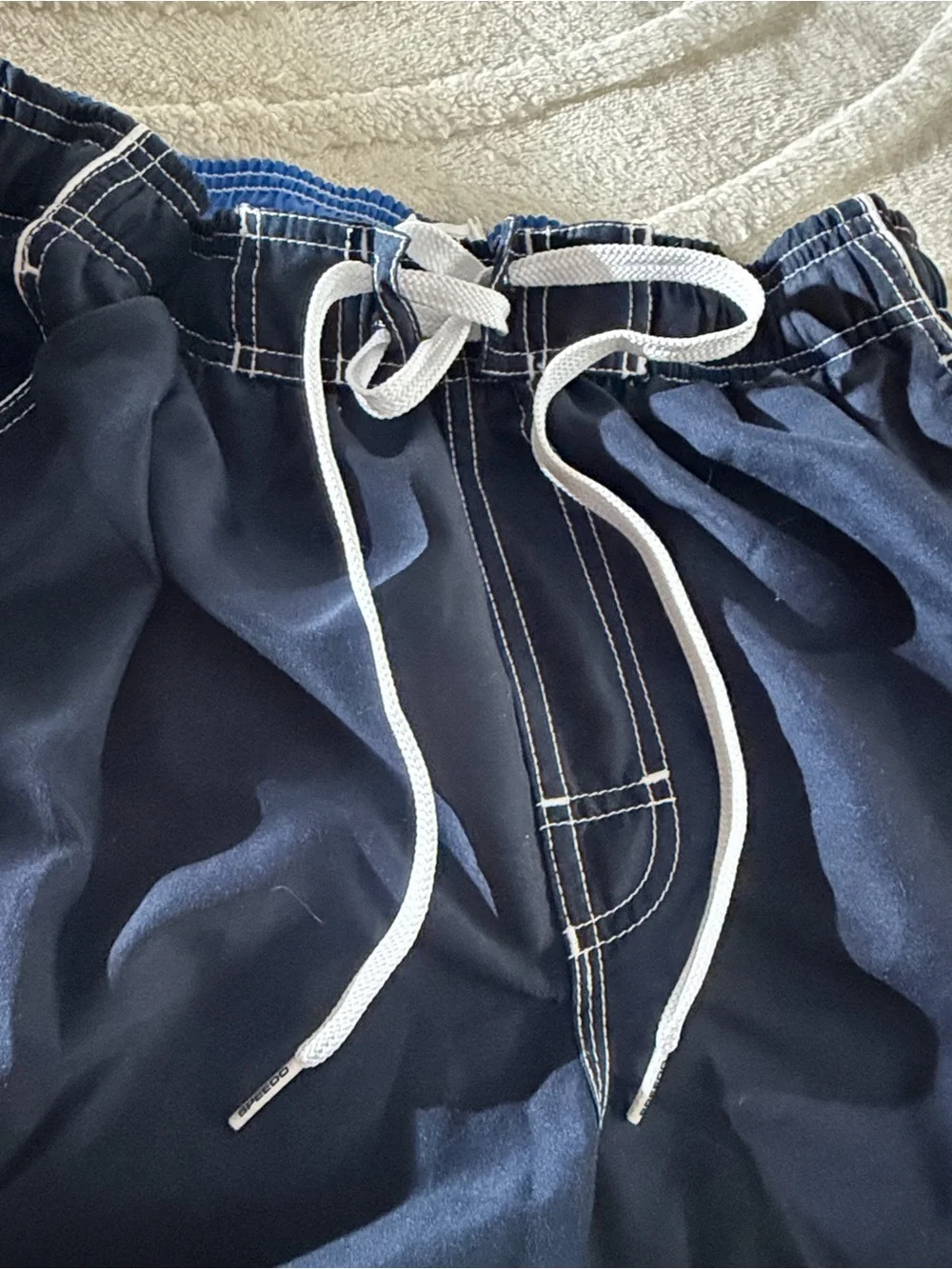 Speedo Men’s Dark Navy Swim Trunks with Blue Accents
